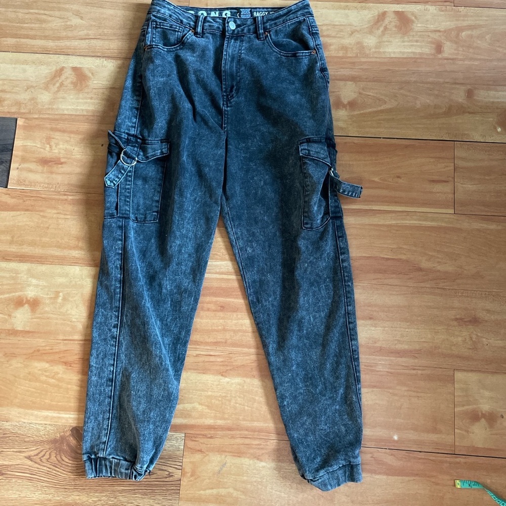 Song brand cargo jogger. Size 7, distressed black.